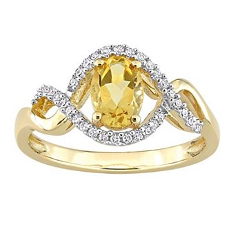 Stella Grace 10k Gold Citrine & 1/6 Carat T.W. Diamond Halo Engagement Ring