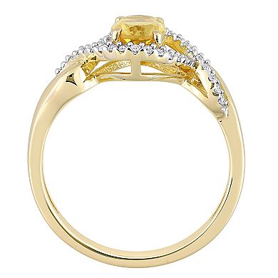 Stella Grace 10k Gold Citrine & 1/6 Carat T.W. Diamond Halo Engagement Ring
