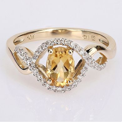 Stella Grace 10k Gold Citrine & 1/6 Carat T.W. Diamond Halo Engagement Ring