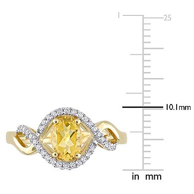 Stella Grace 10k Gold Citrine & 1/6 Carat T.W. Diamond Halo Engagement Ring