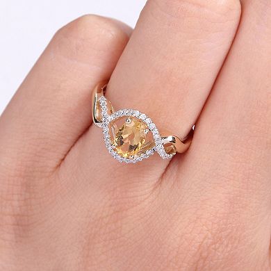 Stella Grace 10k Gold Citrine & 1/6 Carat T.W. Diamond Halo Engagement Ring
