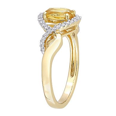 Stella Grace 10k Gold Citrine & 1/6 Carat T.W. Diamond Halo Engagement Ring