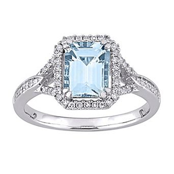 Stella Grace 14k White Gold Aquamarine & 1/5 Carat T.W. Diamond Engagement Ring