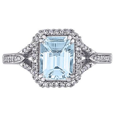 Stella Grace 14k White Gold Aquamarine & 1/5 Carat T.W. Diamond Engagement Ring