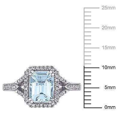 Stella Grace 14k White Gold Aquamarine & 1/5 Carat T.W. Diamond Engagement Ring