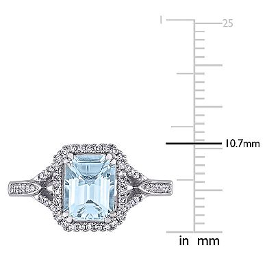 Stella Grace 14k White Gold Aquamarine & 1/5 Carat T.W. Diamond Engagement Ring