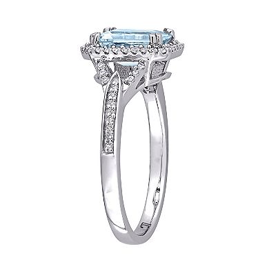 Stella Grace 14k White Gold Aquamarine & 1/5 Carat T.W. Diamond Engagement Ring