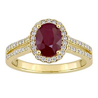 Stella Grace 14k Gold Ruby & 1/3 Carat T.W. Diamond Halo Double Row Engagement Ring