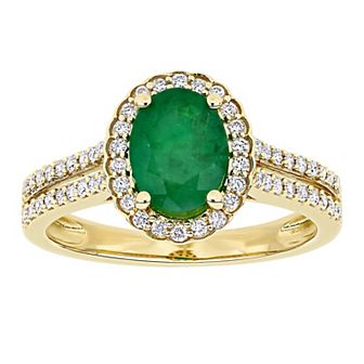 Stella Grace 14k Gold Emerald & 1/3 Carat T.W. Diamond Halo Engagement Ring