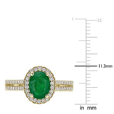 Stella Grace 14k Gold Emerald & 1/3 Carat T.W. Diamond Halo Engagement Ring