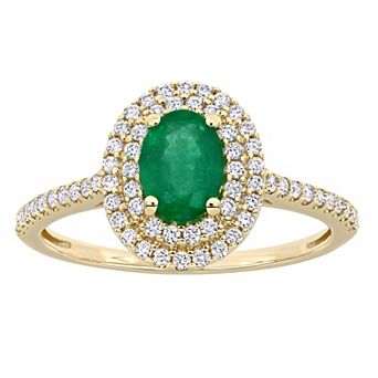 Stella Grace 14k Gold Emerald & 1/3 Carat T.W. Diamond Halo Engagement Ring