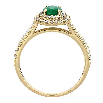 Stella Grace 14k Gold Emerald & 1/3 Carat T.W. Diamond Halo Engagement Ring