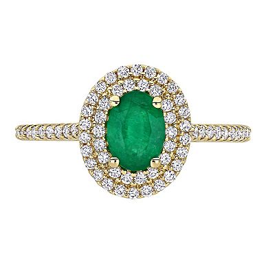Stella Grace 14k Gold Emerald & 1/3 Carat T.W. Diamond Halo Engagement Ring
