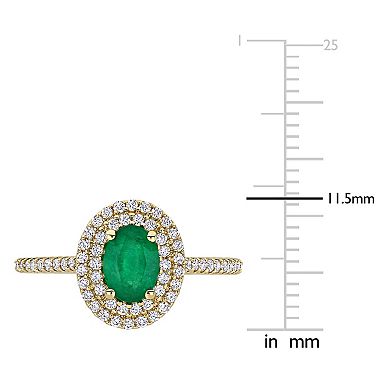 Stella Grace 14k Gold Emerald & 1/3 Carat T.W. Diamond Halo Engagement Ring