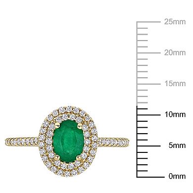 Stella Grace 14k Gold Emerald & 1/3 Carat T.W. Diamond Halo Engagement Ring