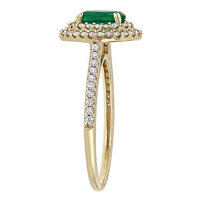 Stella Grace 14k Gold Emerald & 1/3 Carat T.W. Diamond Halo Engagement Ring