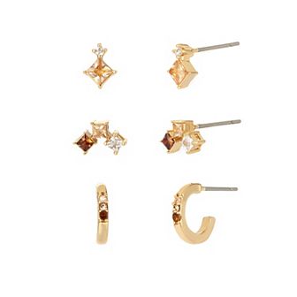 Power of Color Yellow Cubic Zirconia Multi Stud & Hoop Earring Trio Set