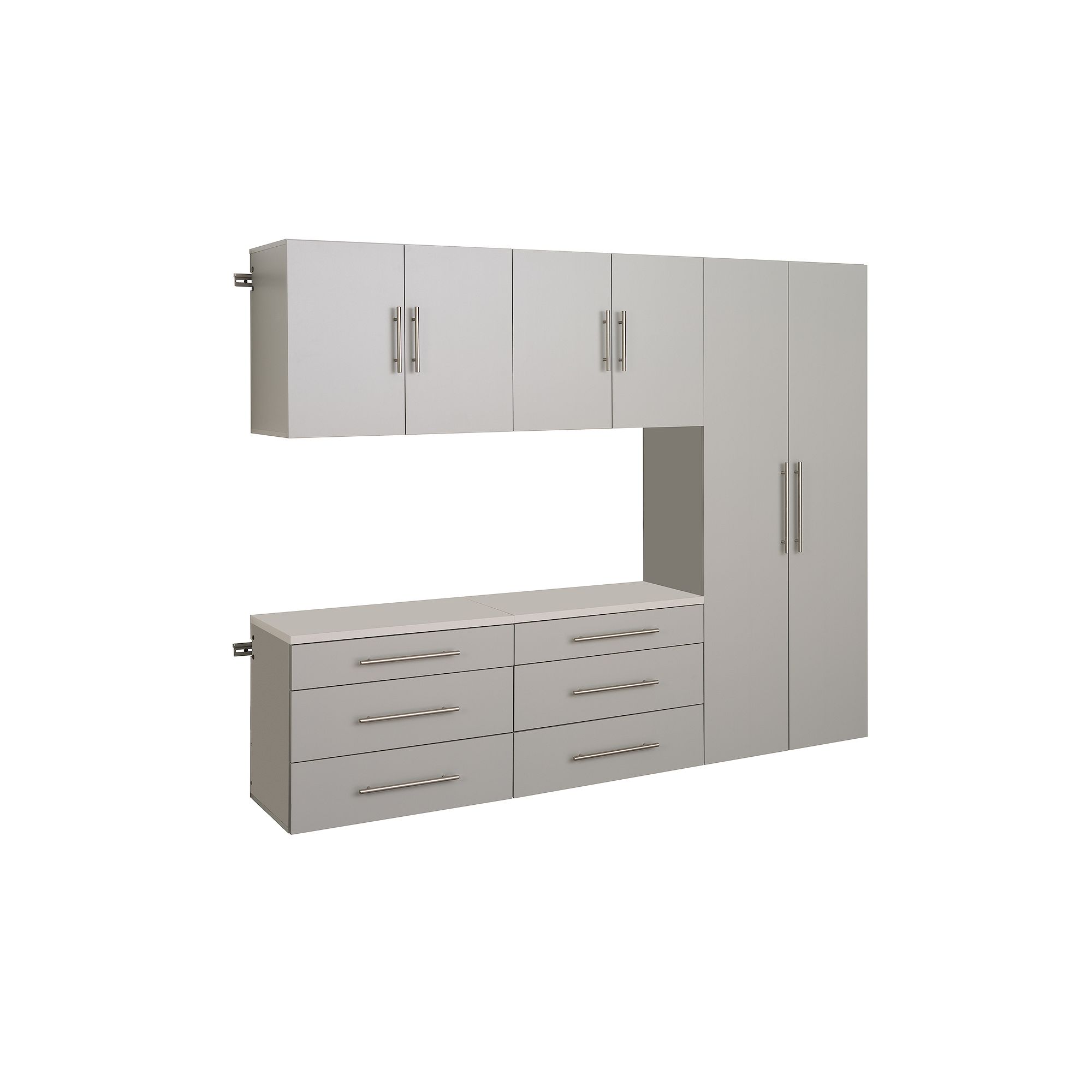 Prepac HangUps 90-in. H Storage Wall Cabinet 5-piece Set, Gray