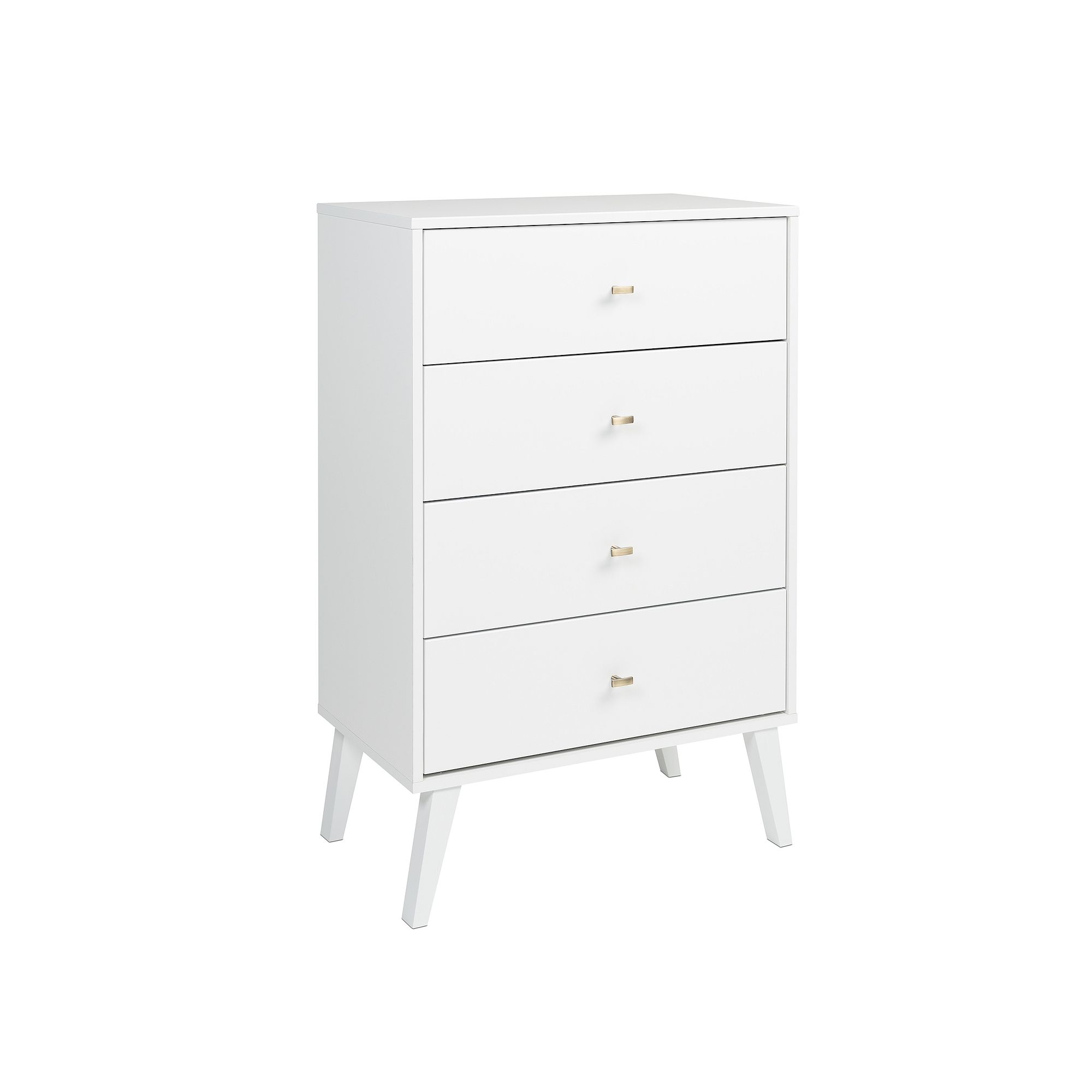 Prepac Milo Mid-Century Modern 4-Drawer Dresser, White