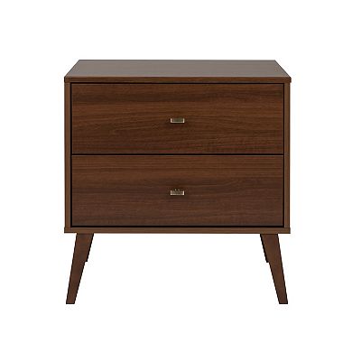 Prepac Milo Mid-Century Modern 2-Drawer Nightstand Table