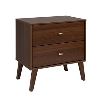 Prepac Milo Mid-Century Modern 2-Drawer Nightstand Table