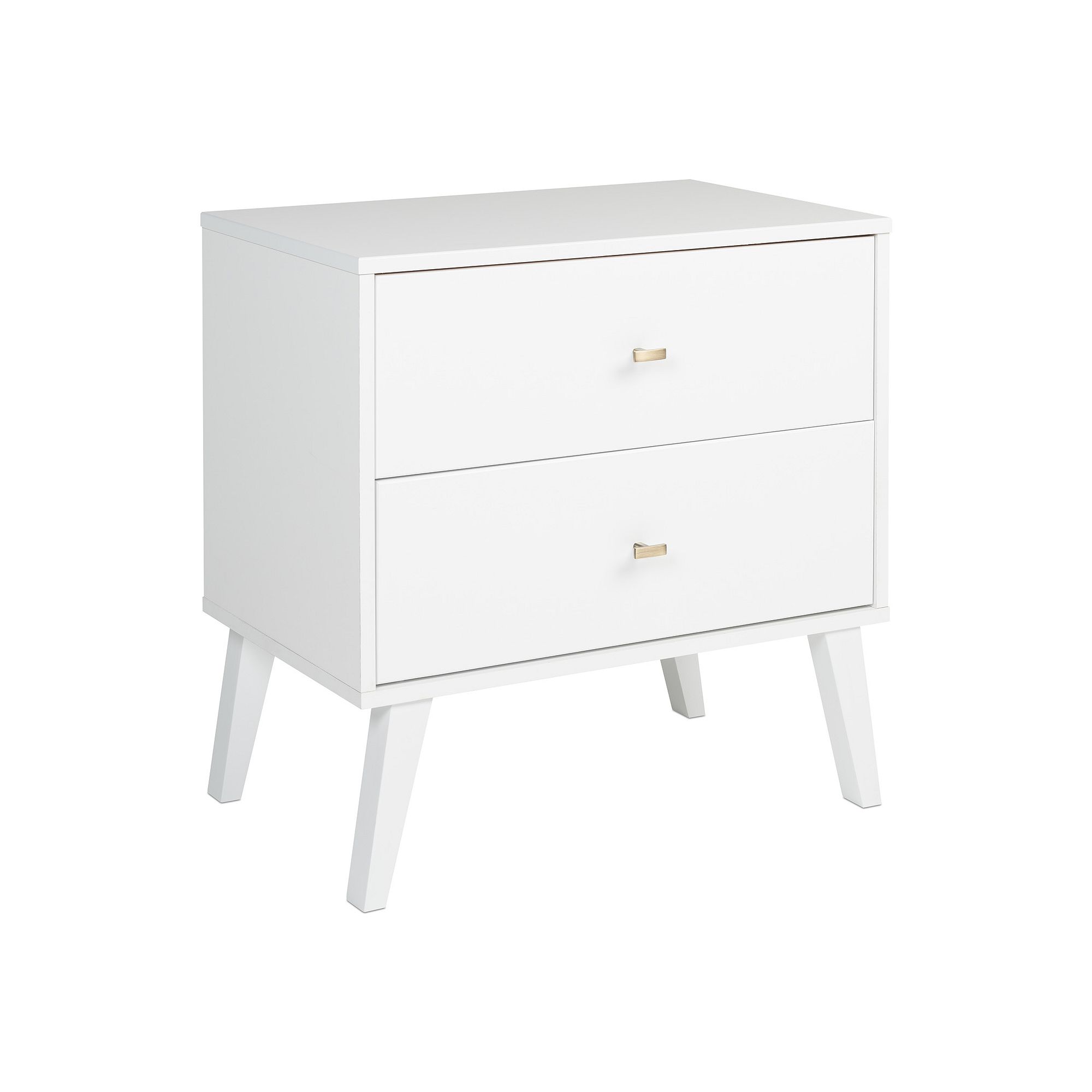 Prepac Milo Mid-Century Modern 2-Drawer Nightstand Table, White