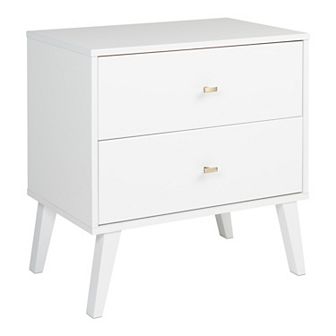 Prepac Milo Mid-Century Modern 2-Drawer Nightstand Table