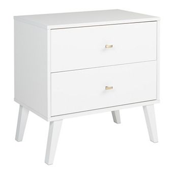 Prepac Milo Mid-Century Modern 2-Drawer Nightstand Table