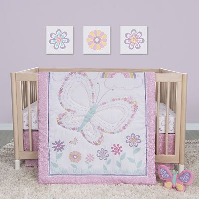 Sammy Lou Floral Butterfly 4 piece Crib Bedding Set