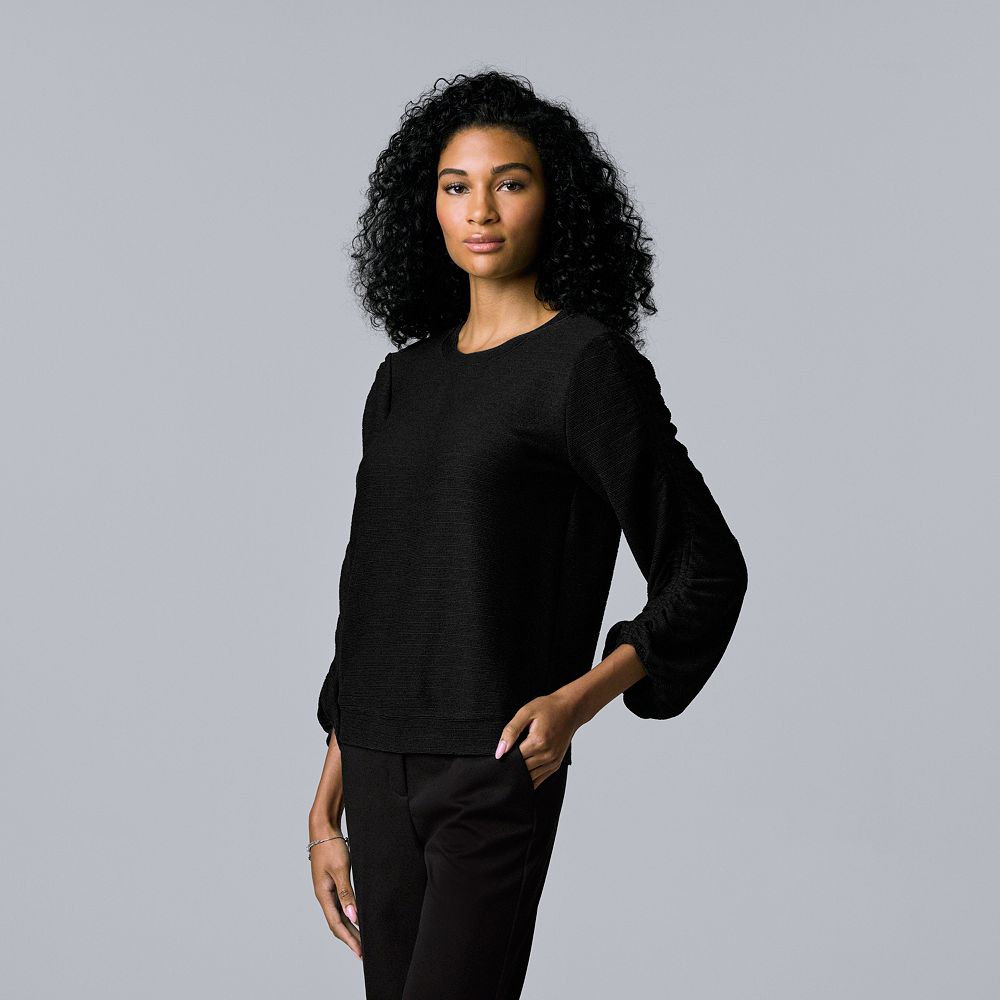 Women s Simply Vera Vera Wang Cozy Ruched Sleeve Top