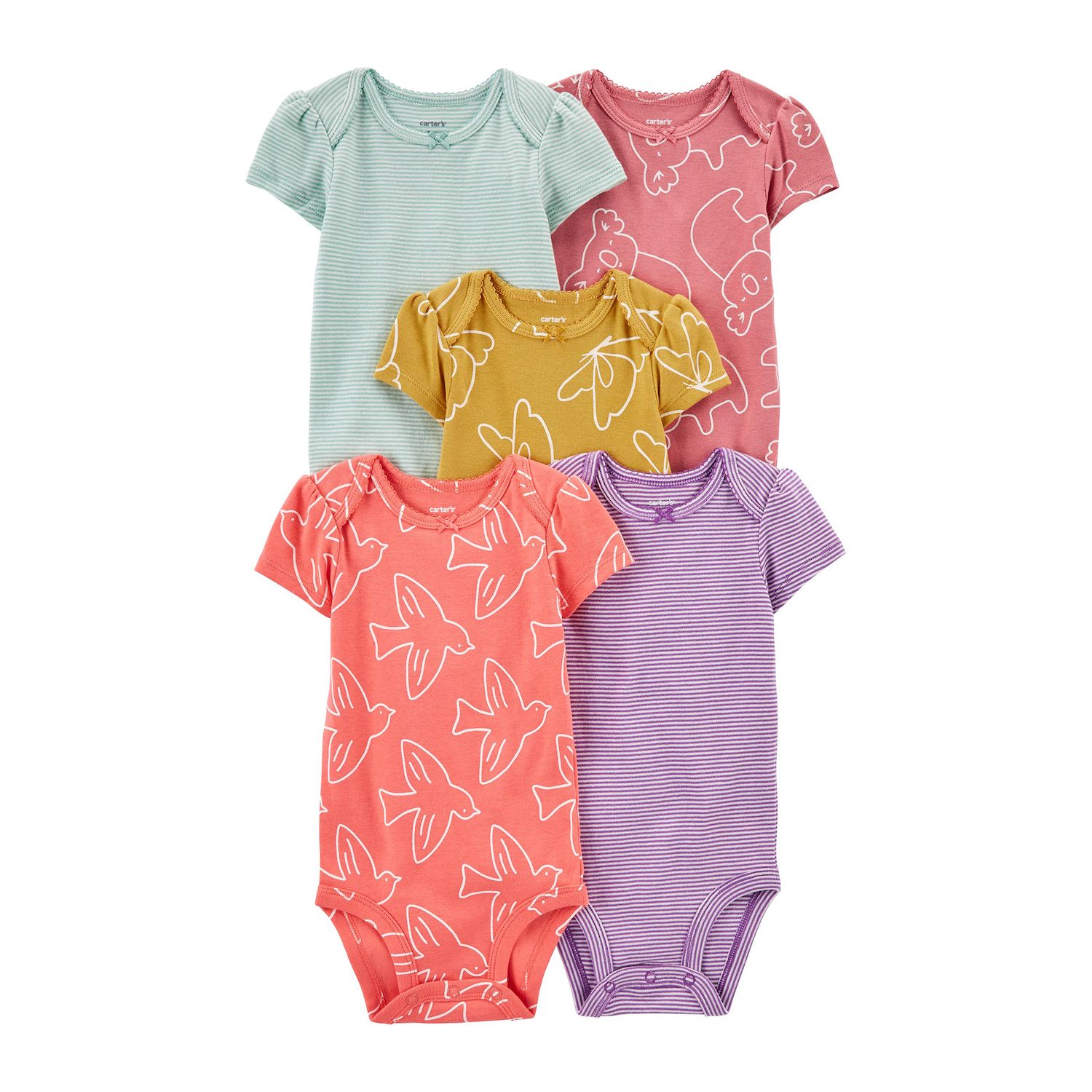 Baby Carter's 5-Pack Animal Short Sleeve Bodysuits