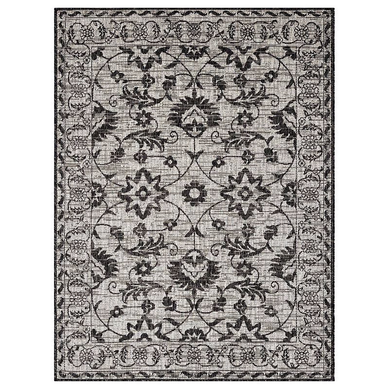 Nicole Miller New York Patio Country Ayala Botanical Floral Indoor Outdoor Area Rug, Grey, 8X10 Ft