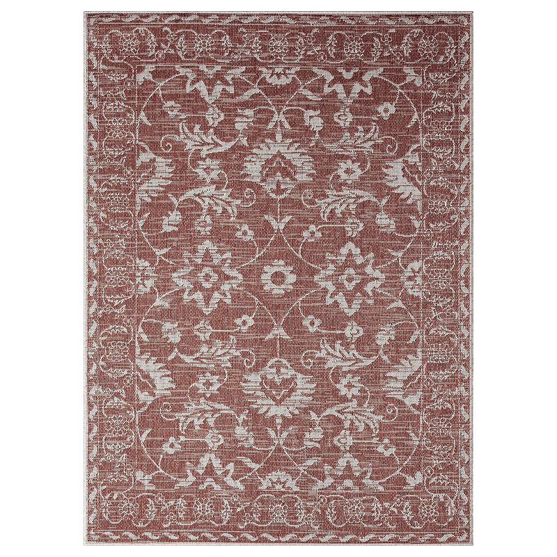 Nicole Miller New York Patio Country Ayala Botanical Floral Indoor/Outdoor Area Rug  Terracotta/Ivory   5 2 x7 2, 