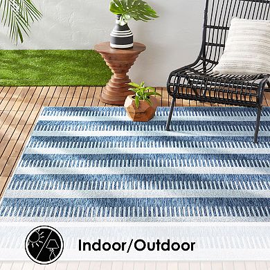 Nicole Miller New York Patio Country Charlotte Modern Stripe Indoor Outdoor Area Rug