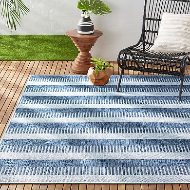 Nicole Miller New York Patio Country Charlotte Modern Stripe Indoor Outdoor Area Rug