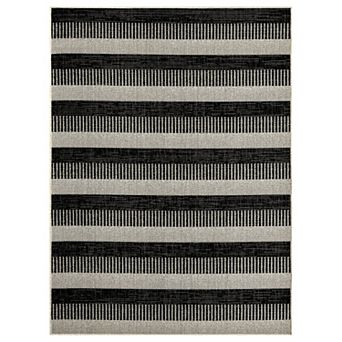 Nicole Miller New York Patio Country Charlotte Modern Stripe Indoor Outdoor Area Rug