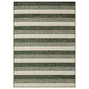 Nicole Miller New York Patio Country Charlotte Modern Stripe Indoor Outdoor Area Rug