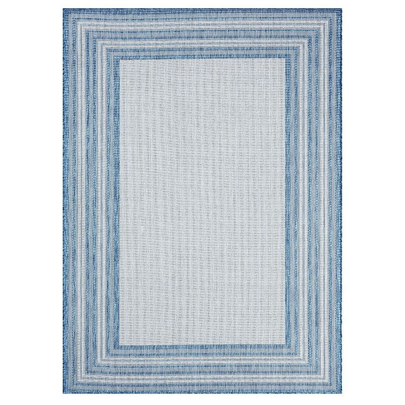 Nicole Miller New York Patio Country Layla Modern Border Indoor Outdoor Area Rug, Blue, 8X10 Ft