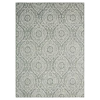 Nicole Miller New York Patio Country Zoe Moroccan Damask Indoor Outdoor Area Rug