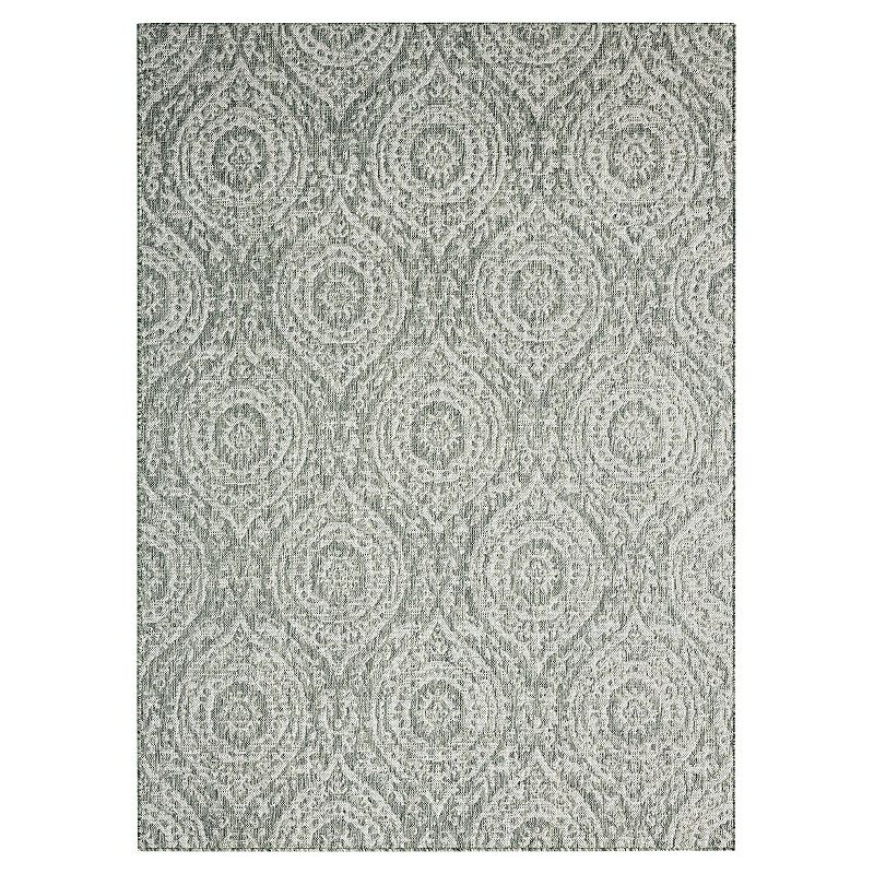 Nicole Miller New York Patio Country Zoe Moroccan Damask Indoor Outdoor Area Rug, Grey, 8X10 Ft
