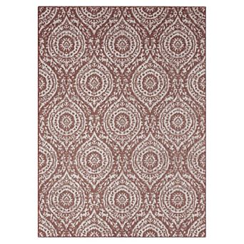 Nicole Miller New York Patio Country Zoe Moroccan Damask Indoor Outdoor Area Rug