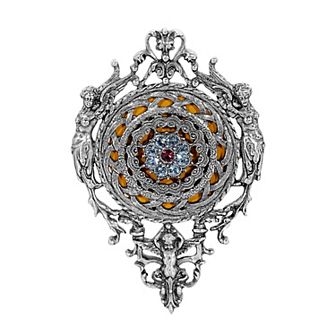 1928 Pewter Purple & Blue Crystal Hand Mirror