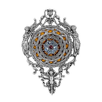 1928 Pewter Purple & Blue Crystal Hand Mirror