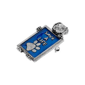 1928 Silver Tone "Save A Life" Dog Frame Pin