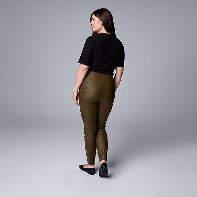 Plus Size Simply Vera Vera Wang Faux Leather Moto Leggings