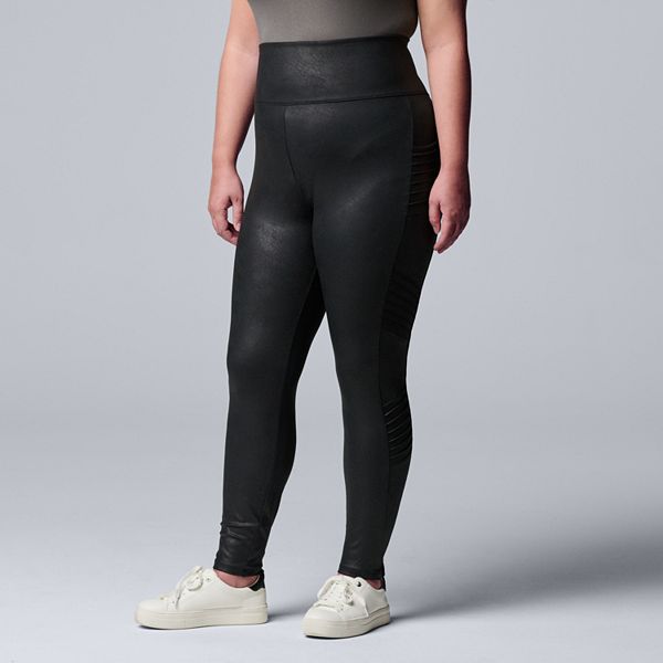 Plus size black, moto leggings with no front or back pockets (735010)