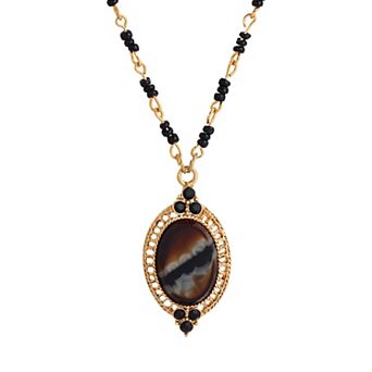 1928 Gold Tone Simulated Tiger Eye Necklace