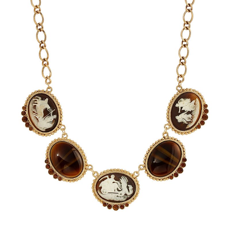 65171131 1928 Oval Cameo Collar Necklace, Womens, Brown sku 65171131