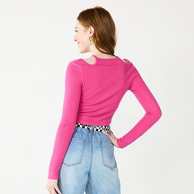 Juniors' SO® Cropped Shoulder Cutout Top