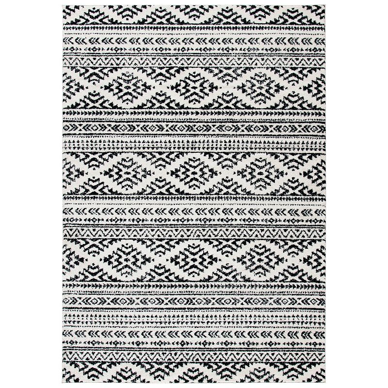 SAFAVIEH Tulum Lakisha Distressed Southwestern Area Rug  9  x 12   Ivory/Black